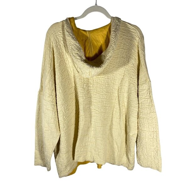 J.Jill Reversible butter Yellow & golden yellow Textured Hooded Sweater V-Neck - Picture 3 of 10